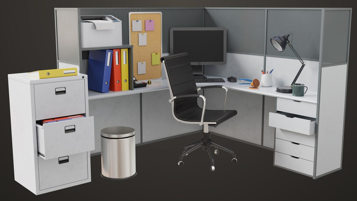 Office Desk Props Single Mat URP HDRP Textures