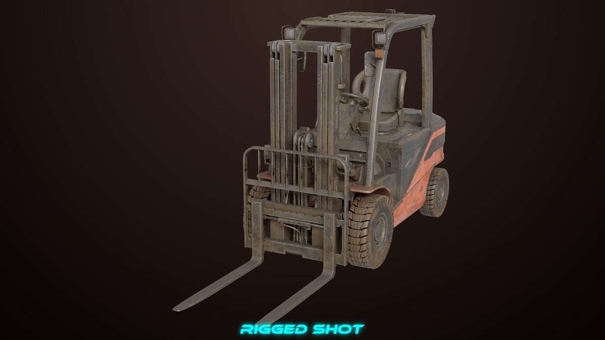 Old Dusty Forklift Truck03 Orange URP HDRP Textures