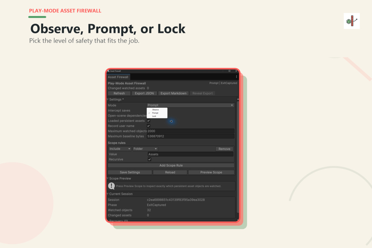 Play-Mode Asset Firewall
