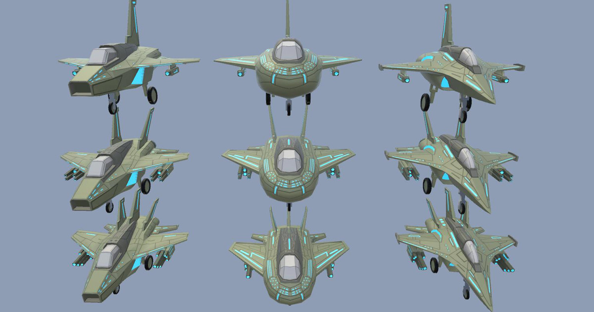 Sci-Fi Stylized Fighter Jet 3D pack