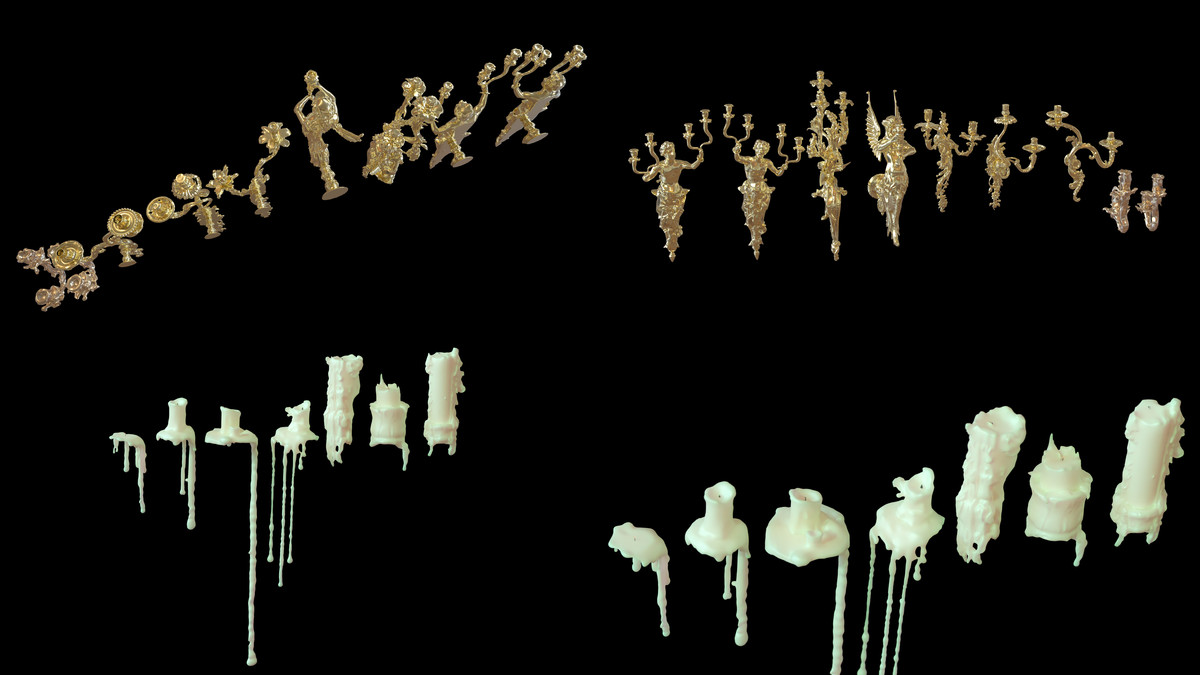 Ornate Candles, CandleHolders, and Wax Sculptures - 133 Models Set