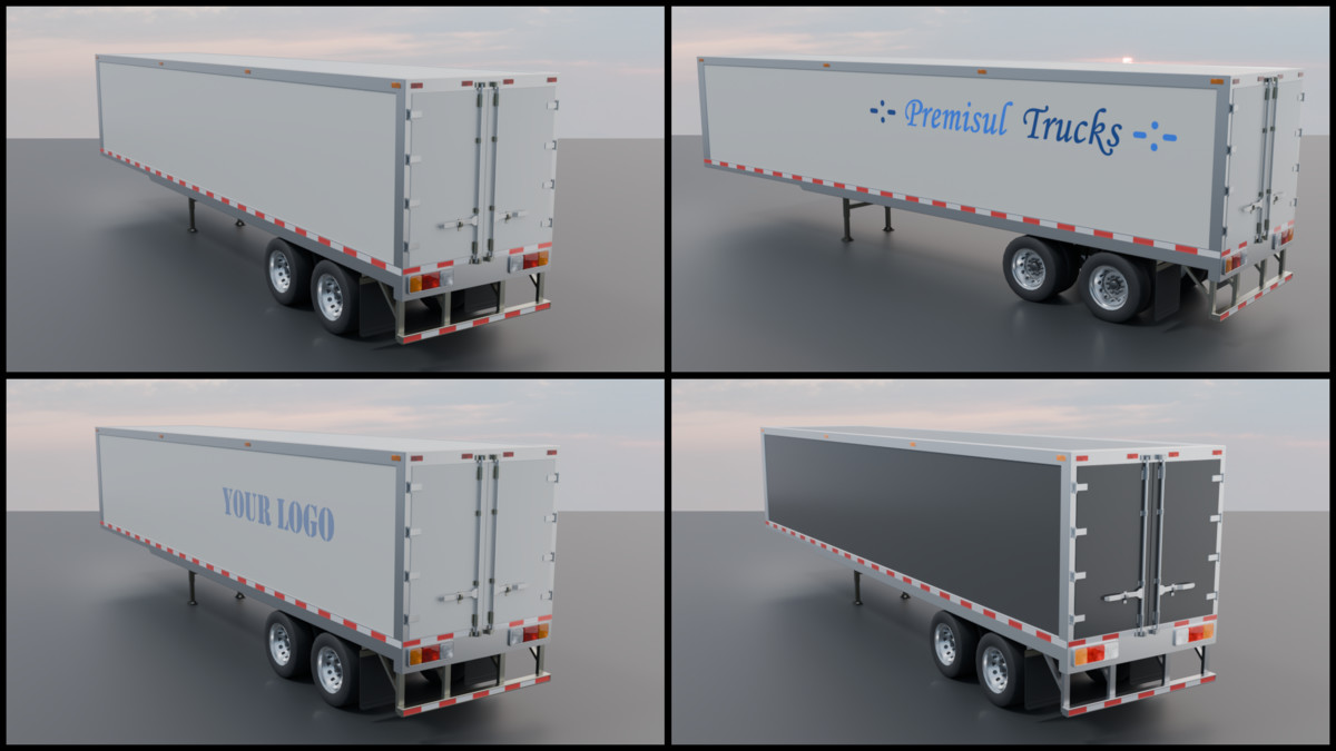 Realistic American Semi Truck + Box Trailer | 11 Truck + 8 Trailer Colors | PBR