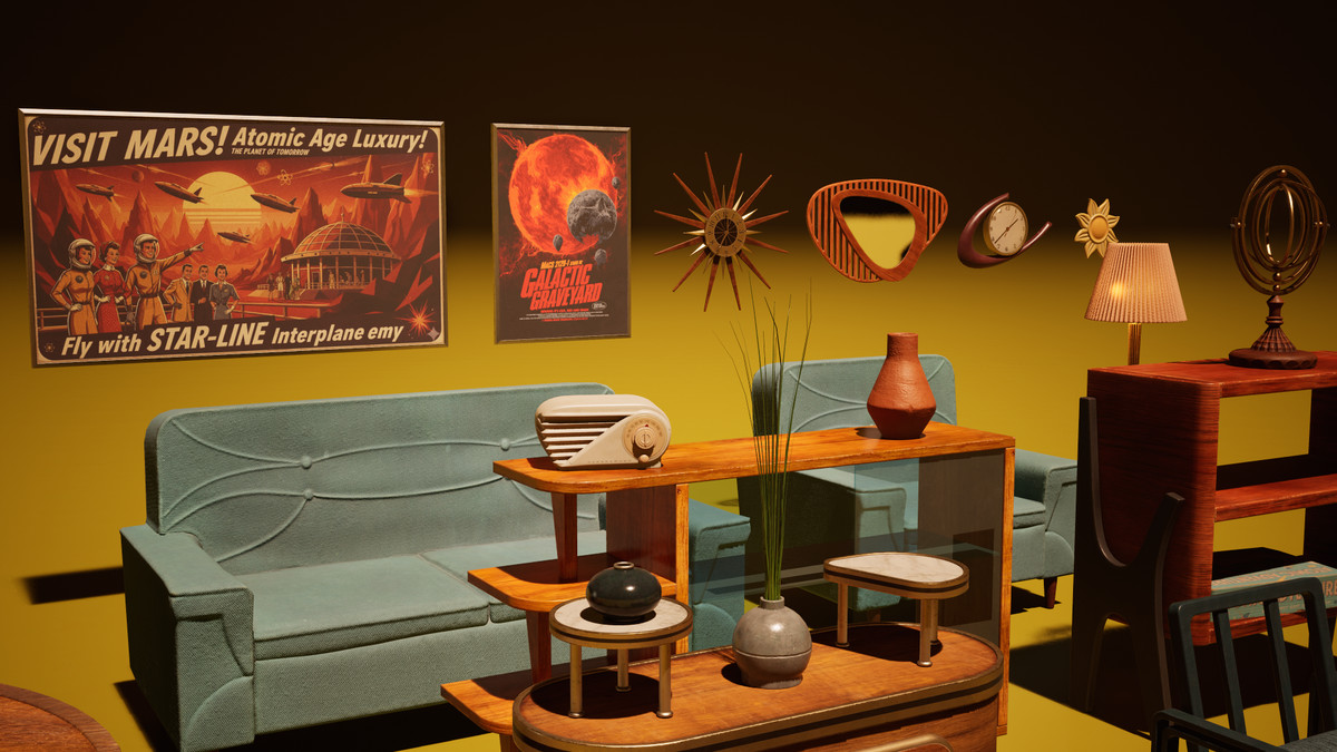 Retro-Futuristic Props / Retro Room Props Interior / Retrofuturism Pack