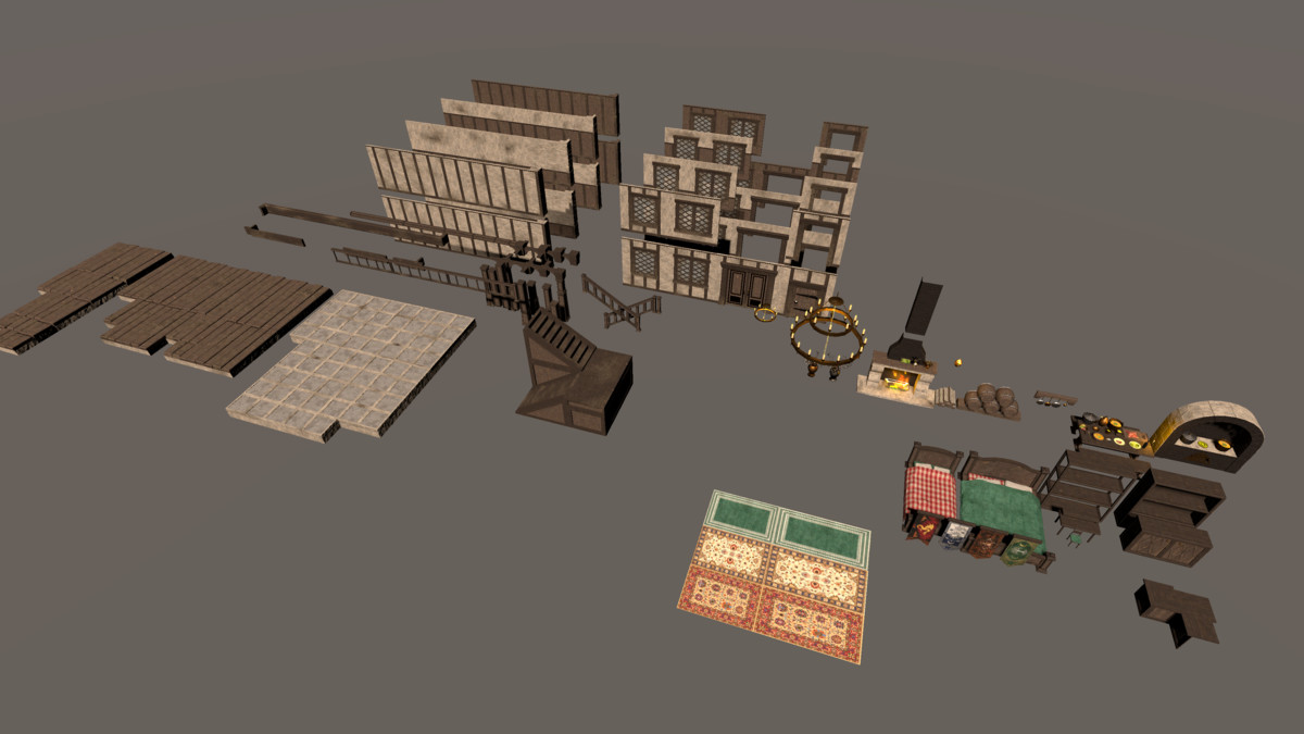 Modular Medieval Tavern + Simple Room Generator + Advanced Shaders (220 Prefabs)