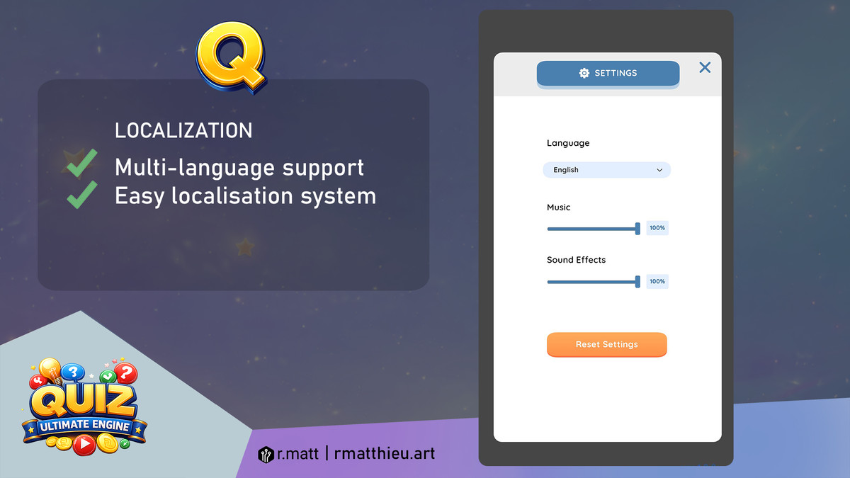 Quiz Ultimate Engine – Quiz System (No-Code, Mobile, WebGL)