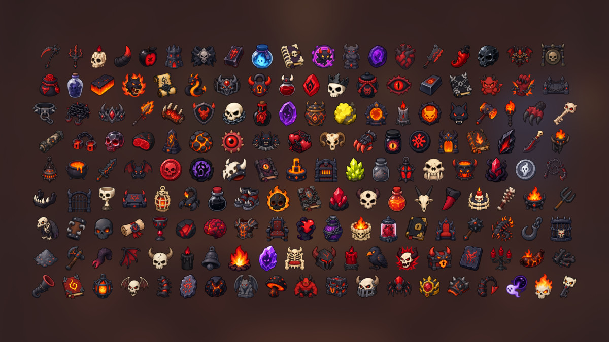 Demonic Hellfire Occult Dark Magic Infernal Fantasy Icons Pack