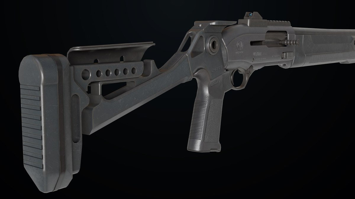 Long Shotgun 04 Black and Sandal Single Mat URP HDRP Textures