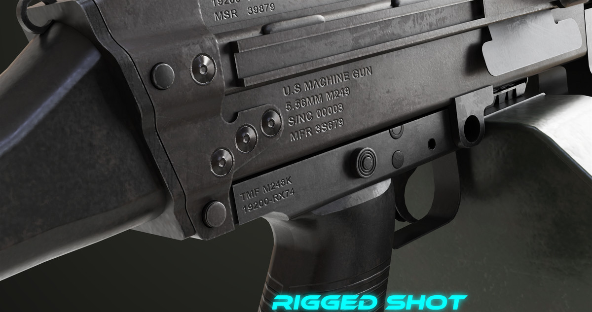 Machine Gun Sandal and Black Ammo Box URP HDRP Textures