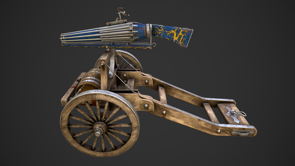 Multi-Barrel Firearm – 3 Variants (Clean, Used, Damaged) + Animation
