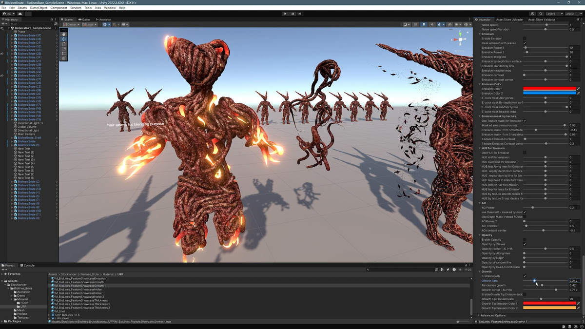 Biolines Brute: Humanoid mutant character with ultimate shader for horror games