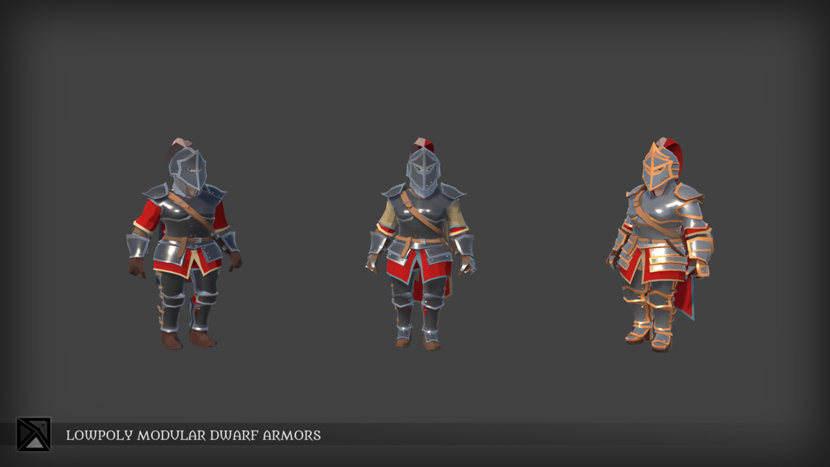 Lowpoly Dwarves Modular Armors Bundle- MEDIEVAL FANTASY SERIES