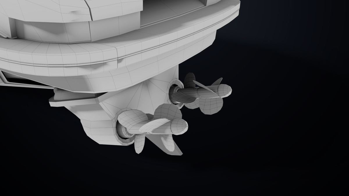 Yacht Boat 01 Black with Interior HDRP URP Textures
