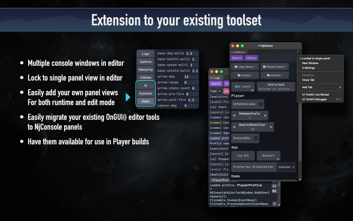 Ninjadini Debug Console, Logger & Inspector — In-Game & Editor Tools for Unity