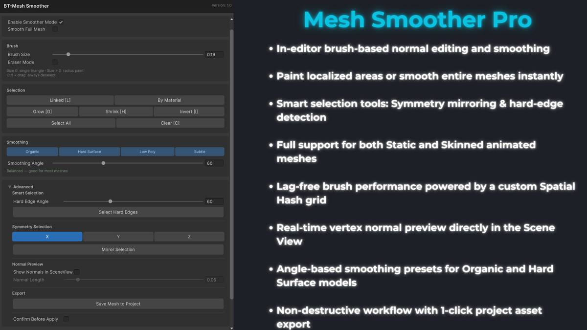 BT-Mesh Smoother Pro: Advanced Brush-Based Normal Smoothing Tool