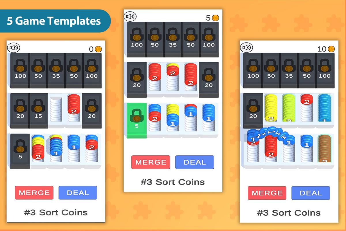 HyperCasual - Puzzle Game Engine Pack #1 - 5 Game Templates