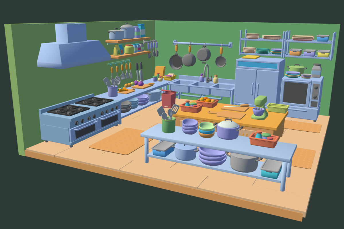 Cute Low Poly Kitchen Pack - Colorful Interior Props