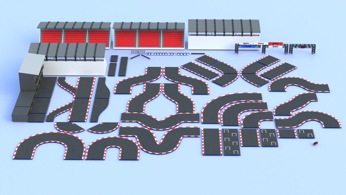 Raceway Module Frame Modular Racing Circuit Lowpoly