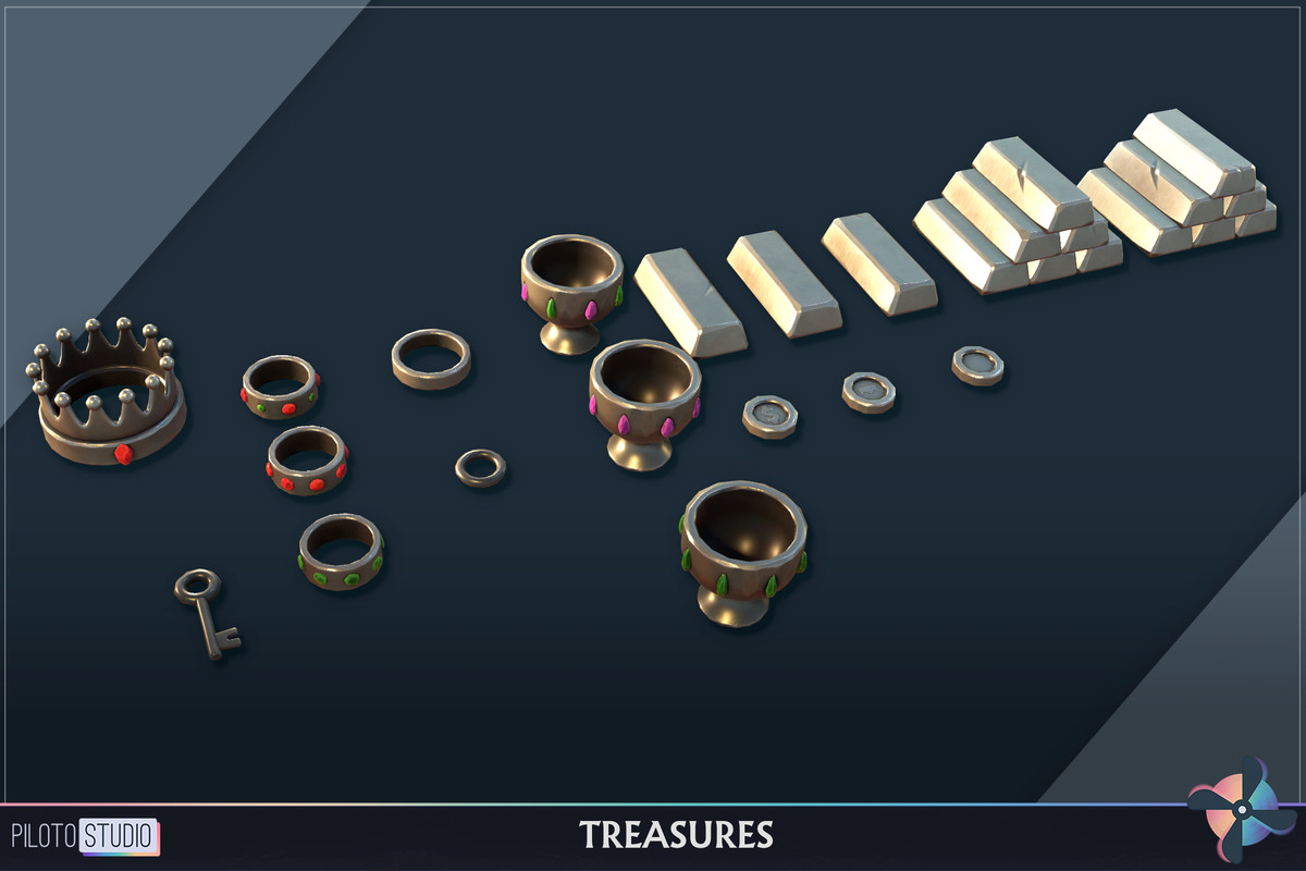 Stylized Treasures Megapack - Chests, Crystals, Gold, Silver, Copper