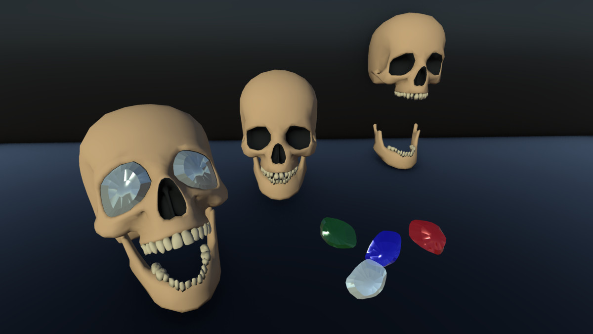Puzzle Props: Human Skull & Gems
