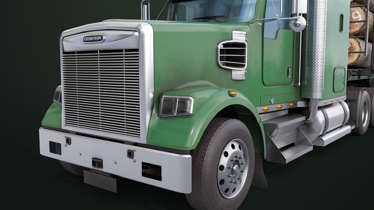 Truck 07 Log Trailer Green Version URP HDRP Textures