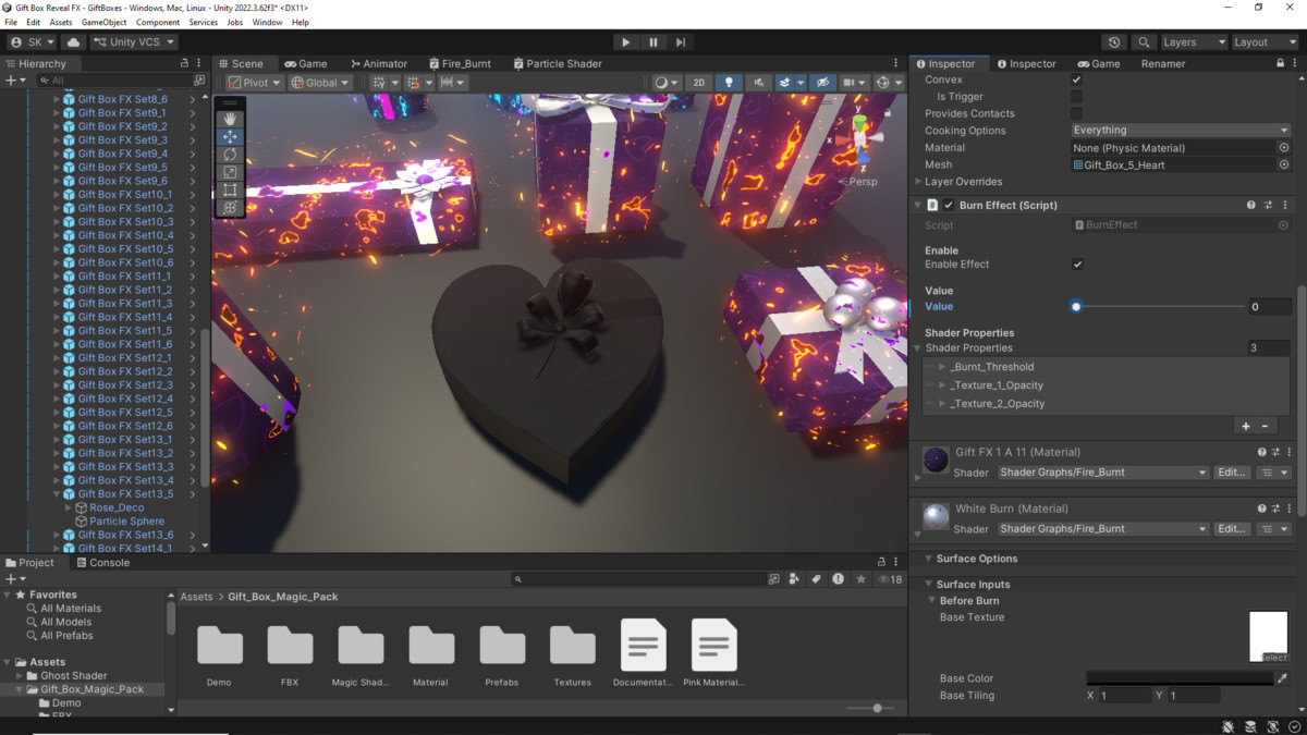 Gift Boxes with Magical Shader (Burn & Reveal)