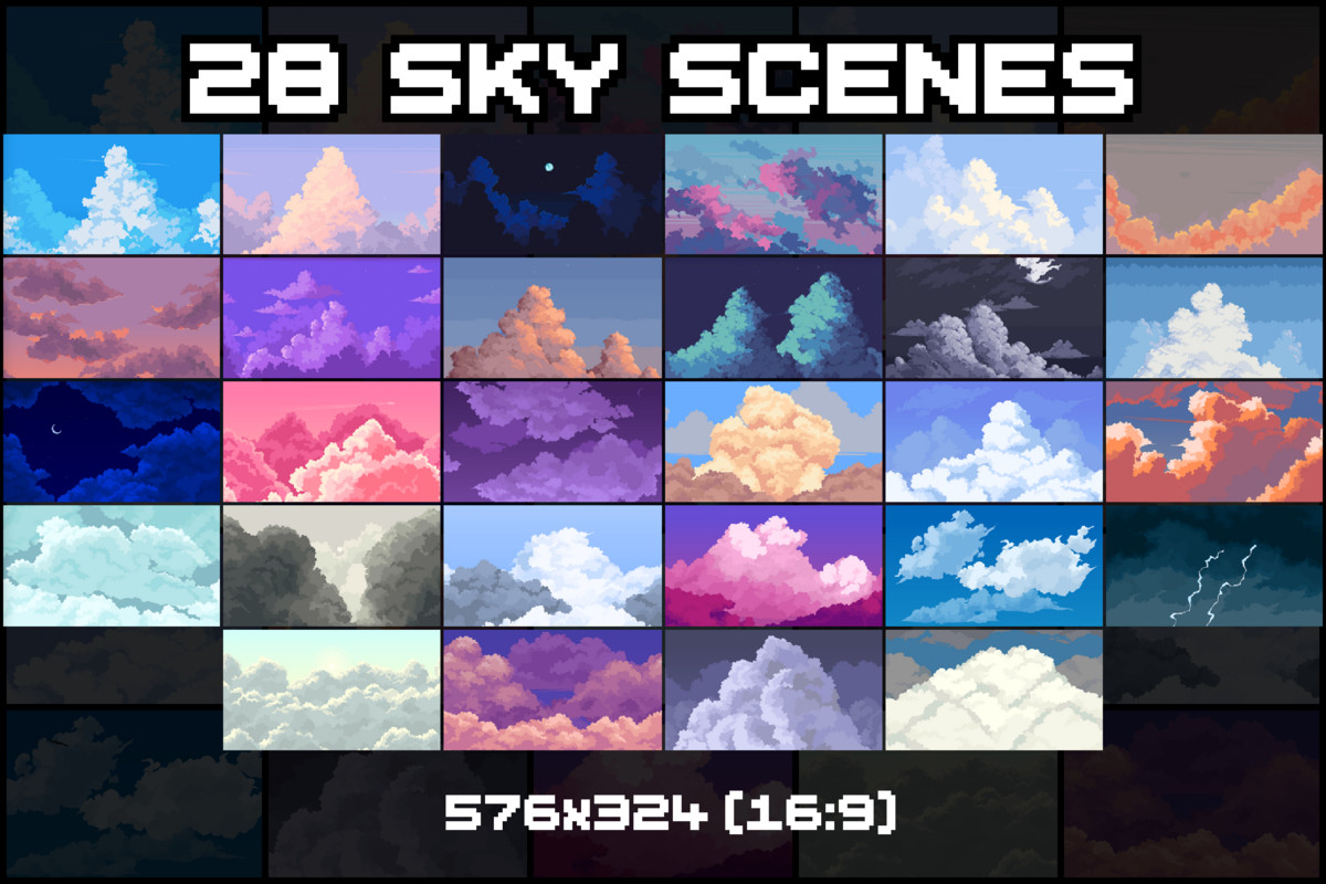 28 Sky Backgrounds Pixel Art
