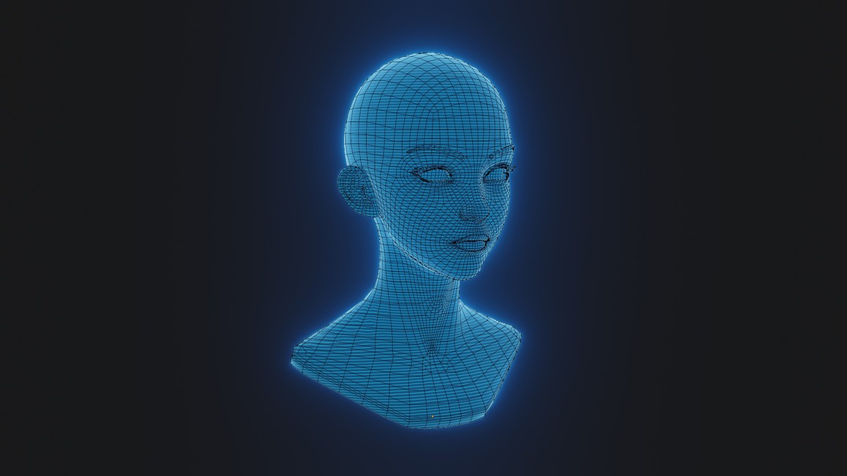 Anime Human Hologram Heads 3D Model Rigged with Facial Expressions
