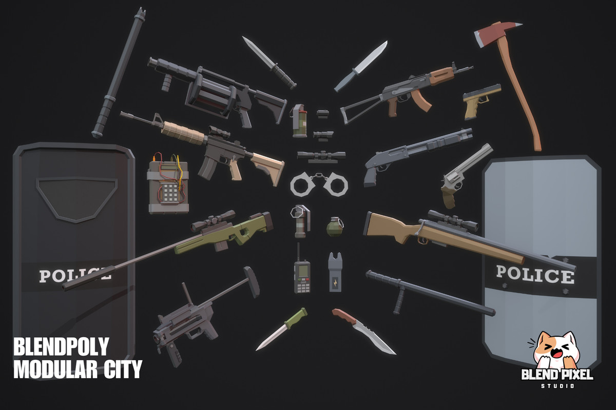 BlendPoly Modular City - Low Poly Assets