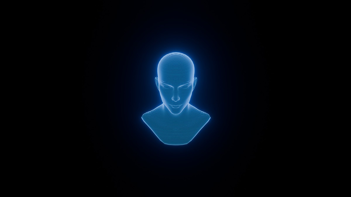 Anime Human Hologram Heads 3D Model Rigged with Facial Expressions
