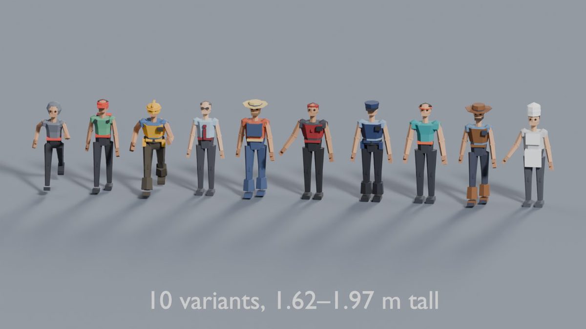 3D People Pack — 10 Low Poly Humanoid Rigged Characters