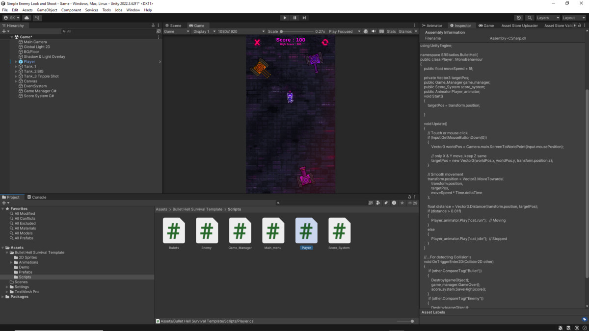 Bullet Hell Survival Template (2D)