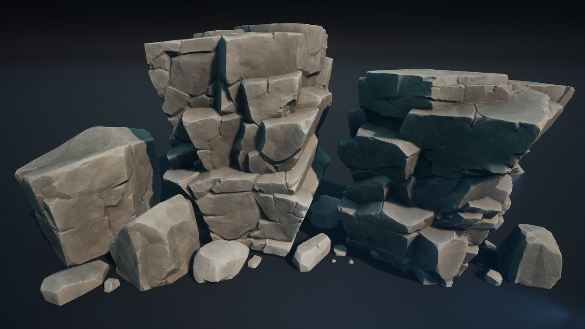 100 Stylized Modular Rocks