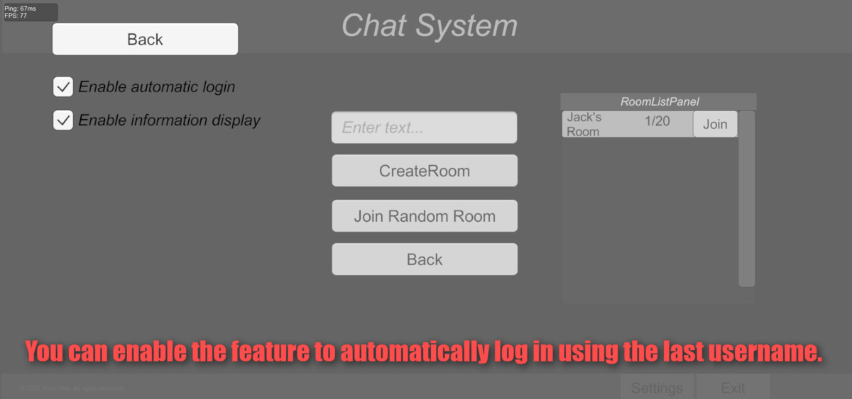 Chat system：Supports voice chat