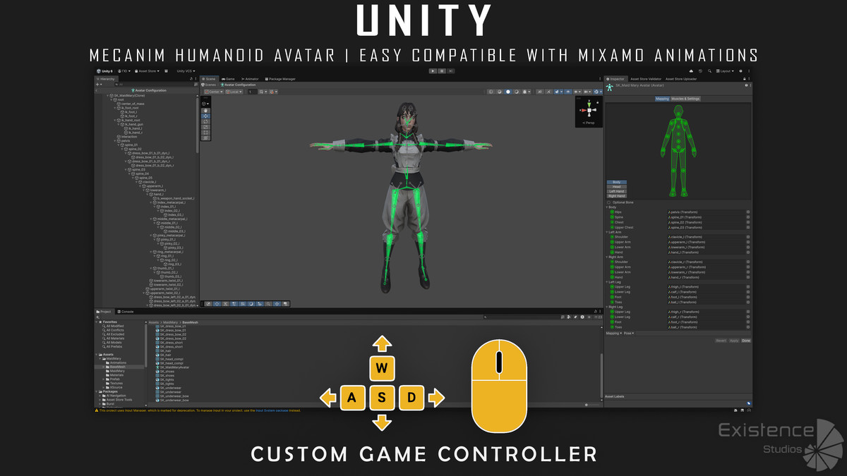 3 in 1 - Stylized Character Pack - Maid Mary - White Pigeon - Shield Guardian