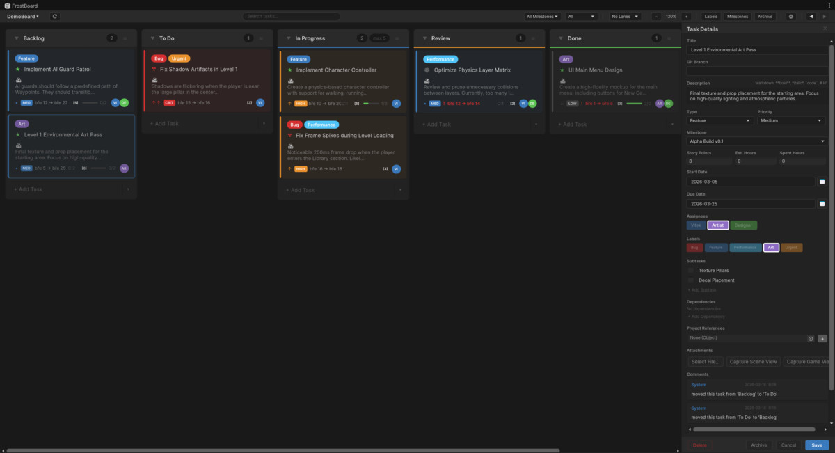 FrostBoard - Kanban Task Management