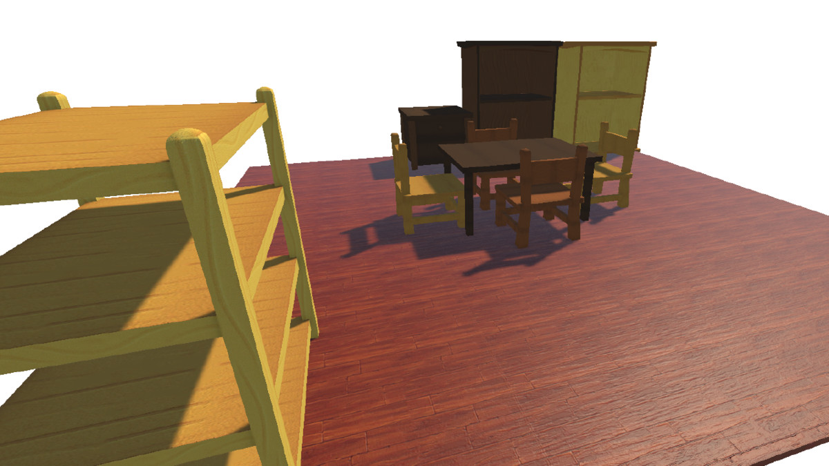 Low-Poly Furniture Kit – Stylized Wooden Set