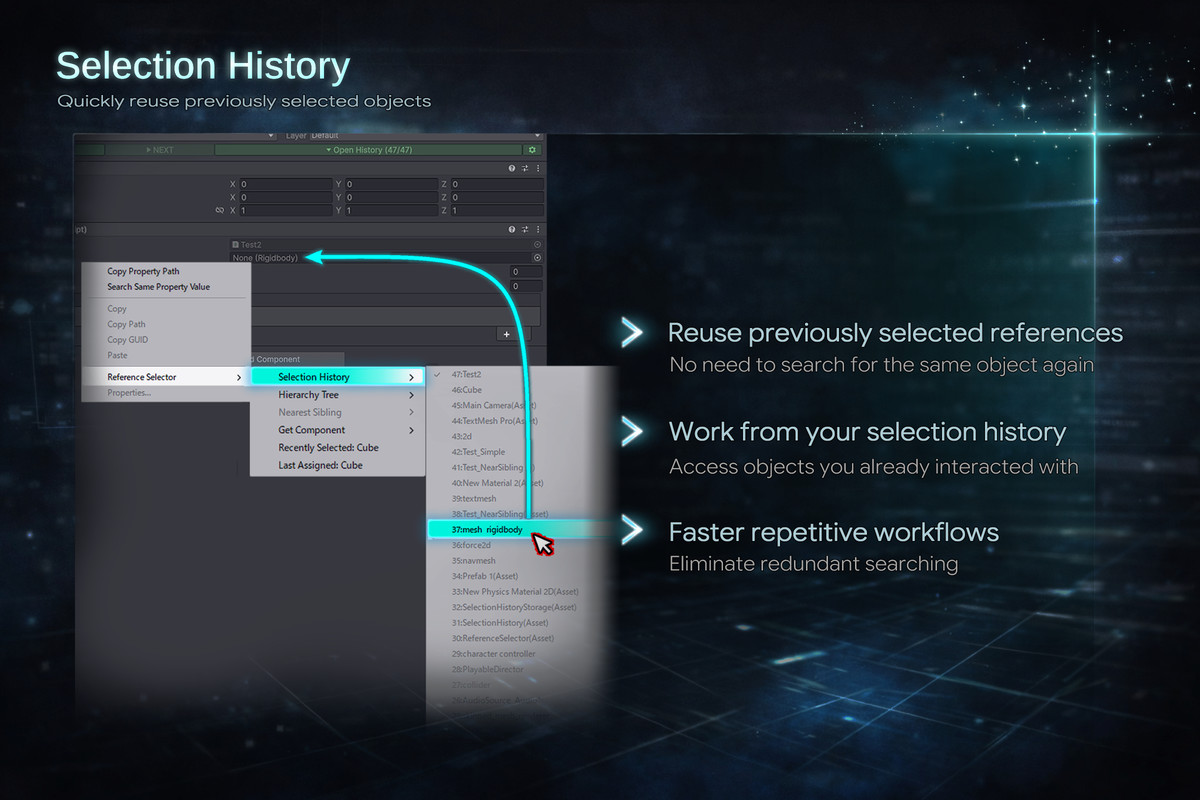 Reference Selector – Quick Assignment & History Navigator