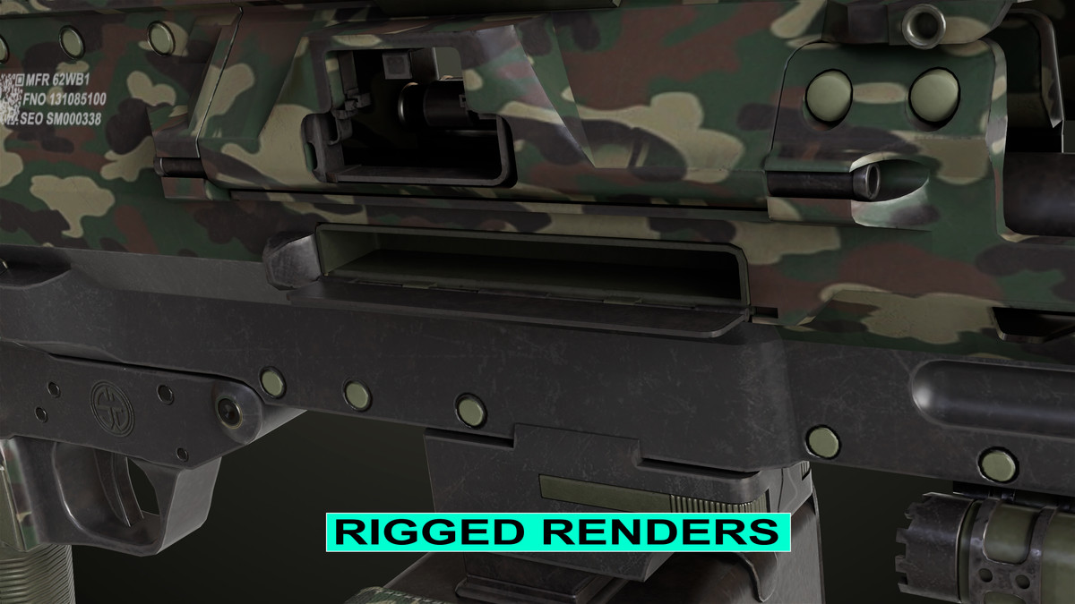 Machine Gun 14 Military Green URP HDRP Textures