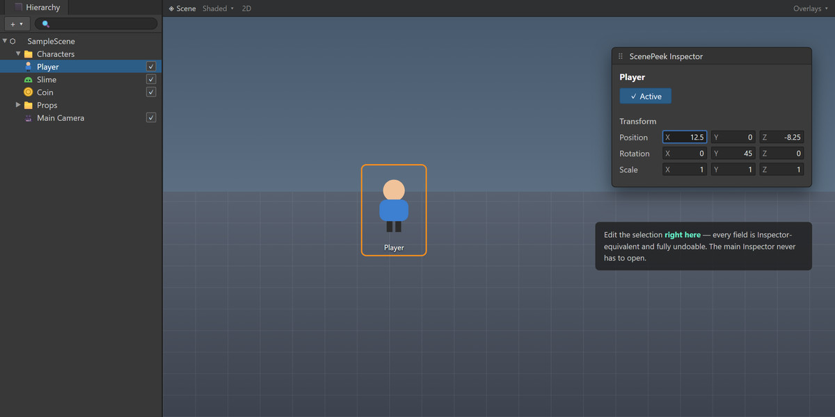 ScenePeek - Preview Icons, In-Scene Inspect, Create & Replace