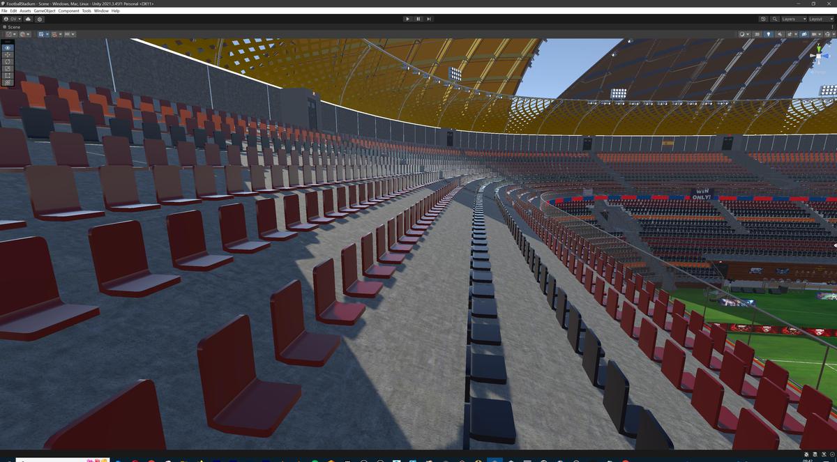 Modular Soccer Football Stadium Arena With 4 Roofs - Sport Environment 3d Level