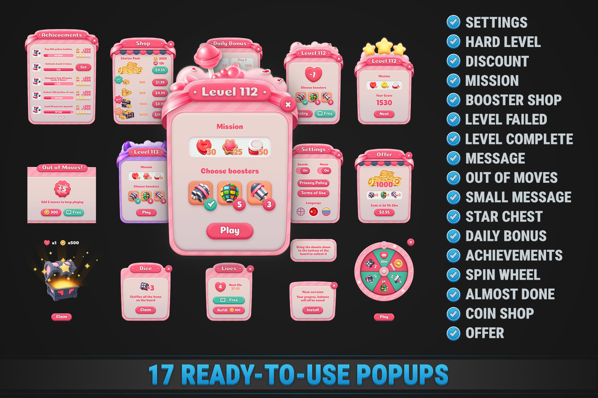 MK Match-3 Kit • Candy Sweet Game Template