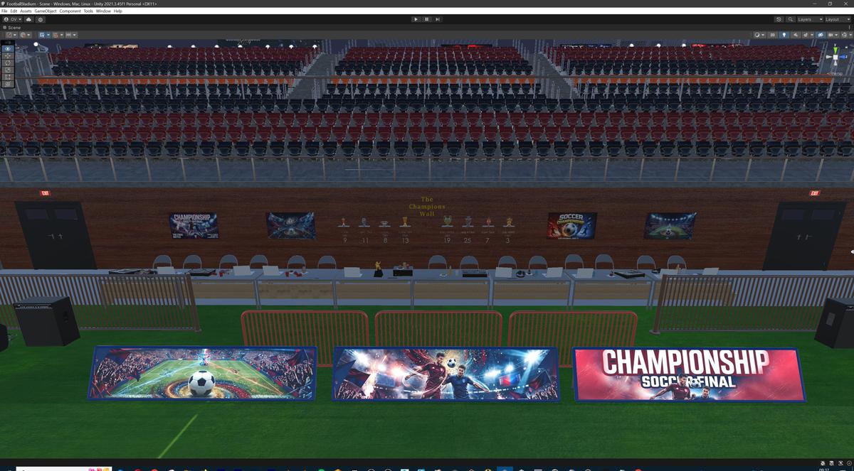 Modular Soccer Football Stadium Arena With 4 Roofs - Sport Environment 3d Level