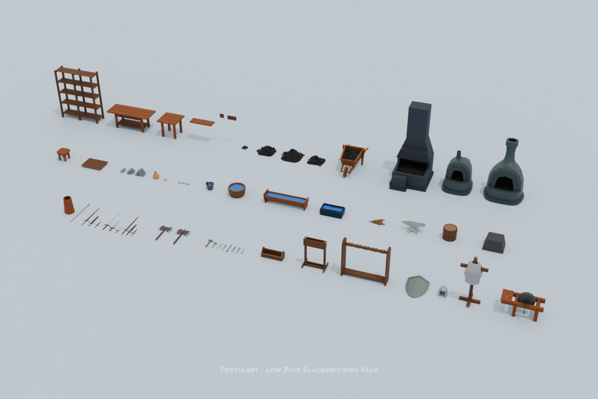 Low Poly Blacksmithing Pack