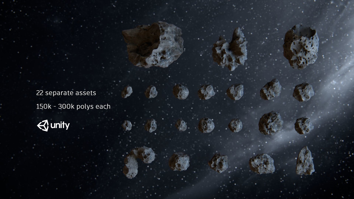 Detailed Asteroids Pack (22 high-poly 3D assets)