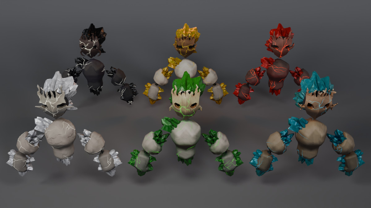 Stylized Elemental Golems - Enemies Pack