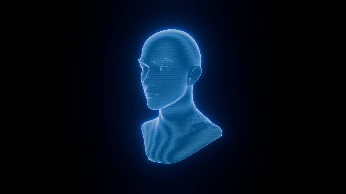 Anime Human Hologram Heads 3D Model Rigged with Facial Expressions