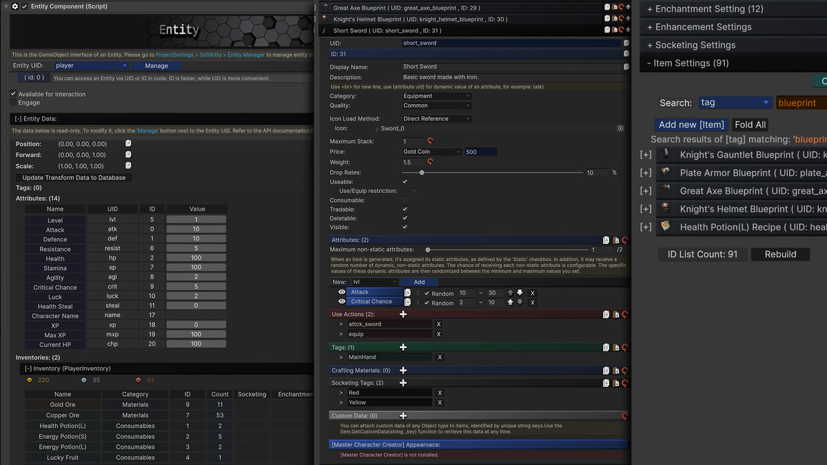 Master Inventory Engine Pro - Crafting/Loot/Trade/Skills/HotBar