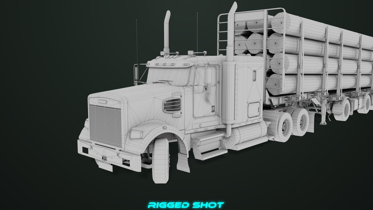 Truck 07 Log Trailer Green Version URP HDRP Textures