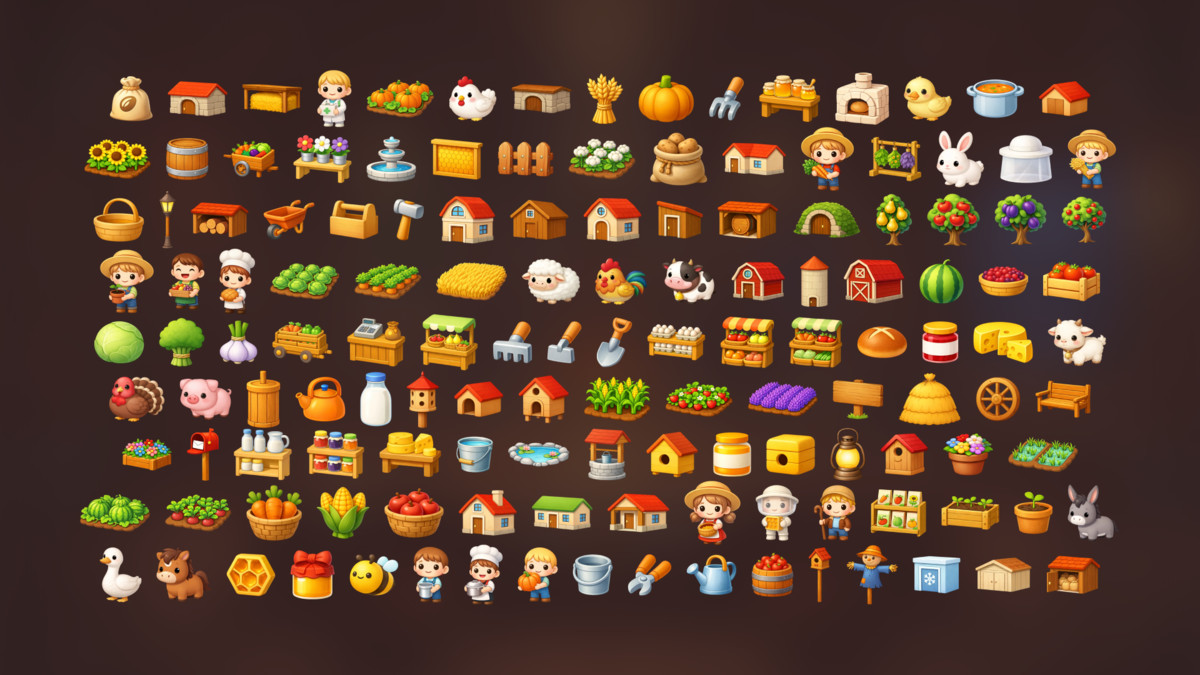 Farm Village Agriculture Animals Crops Buildings Props Pack for Simulation Games