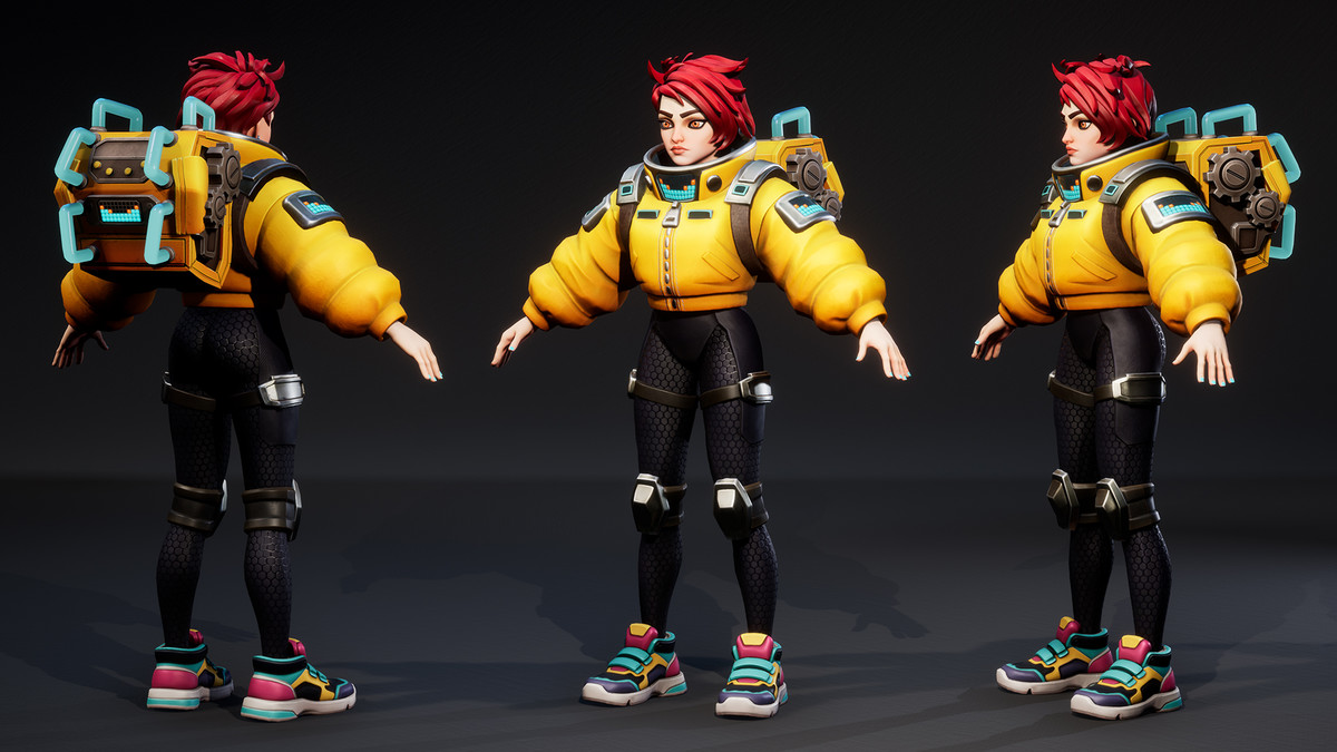Volt Runner – Stylized Sci-Fi Female Character (3 Skins, Game Ready)